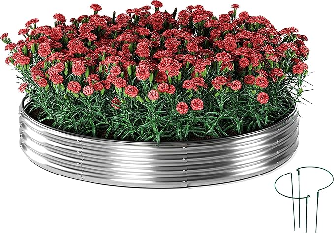 ZFHgarden Galvanized Metal Round Raised Garden Bed Outdoor for Gardening Raised Garden Bed Kit，3x3x1FT Garden Raised Planter Box Outdoor