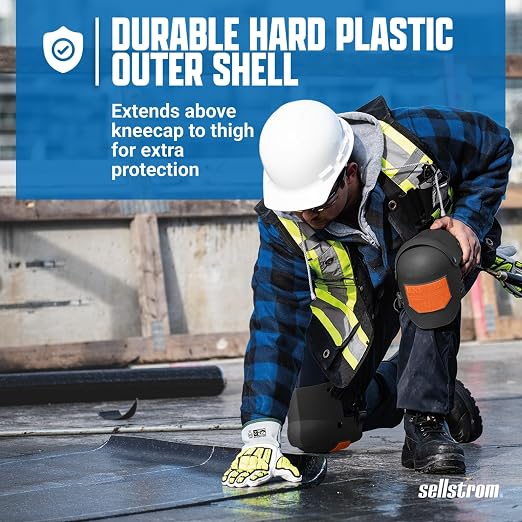 Sellstrom Ultra Flex KneePro Hybrid Professional Knee Pads for Men & Women with Built-in Gel Pack & Foam Cushioning & Heavy Duty Hard Outer Shell - Adjustable Straps with Quick-Clips & Ergonomic Metal Hinges - for Construction Work, Gardening, Roofing,...