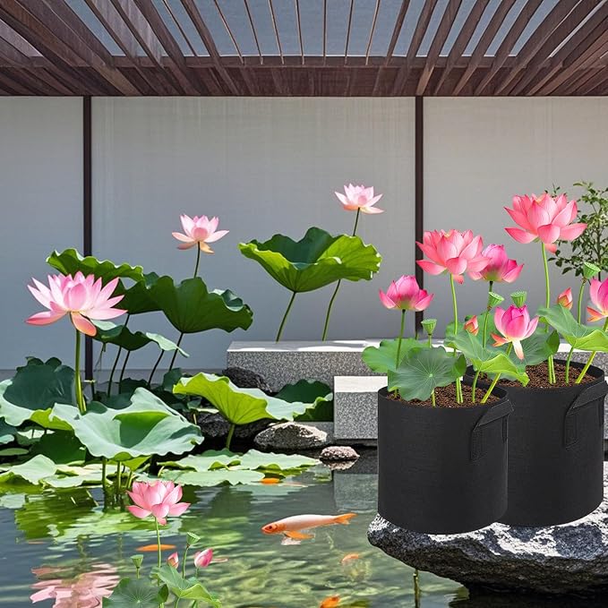 8Pack Lily Plant Pots for Pond, Thickened Nonwoven Plant Fabric Pots with Handles, Durable Breathe Reusable Fabric Plant Bags for Aquatic Plants, Potato, Carrot, Onion, Flower