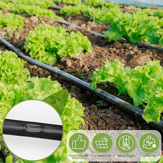 Tondiamo 1000' 5/8 Inch Drip Tape Irrigation Tubing Kit 16 Mil 6" Spacing Garden Hose Watering Tube Line Automatic Equipment for Garden Irrigation System Farms, Landscape, Lawn