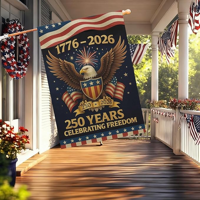 250 Anniversary Usa Garden Flags for Outside, 250 Anniversary USA Flag 1776-2026 Commemorative Patriotic Yard Sign Outdoor Banner Yard Sign 4th of July Decorations Double Sided Waterproof 250 Year American Flag 28x40 Inch