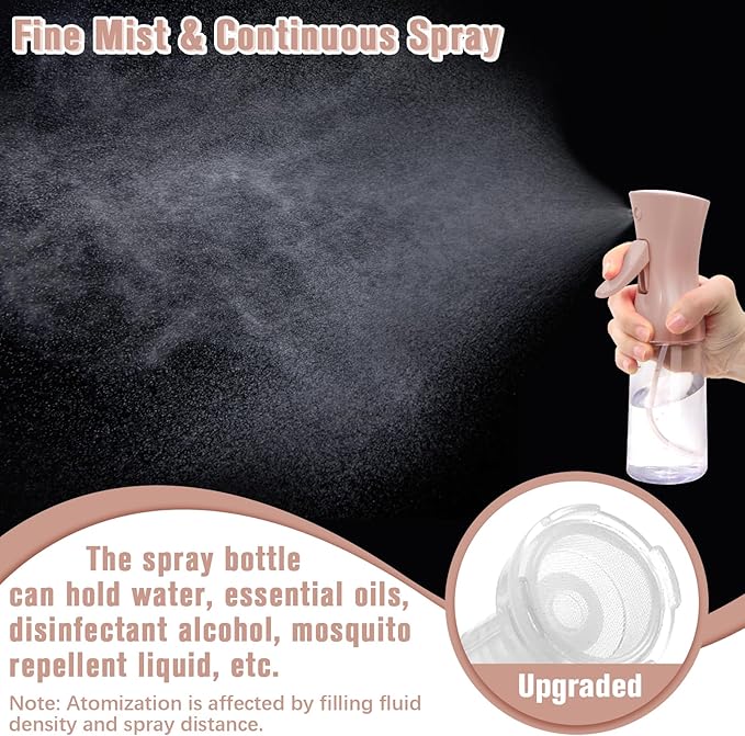 Spray Bottle For Hair,Continuous Water Mister for Hairstyling, Salons, Cleaning, Plants,Essential Oil Scents,Ultra Fine Mist Sprayer,6.8 OZ /200 ML-nude pink