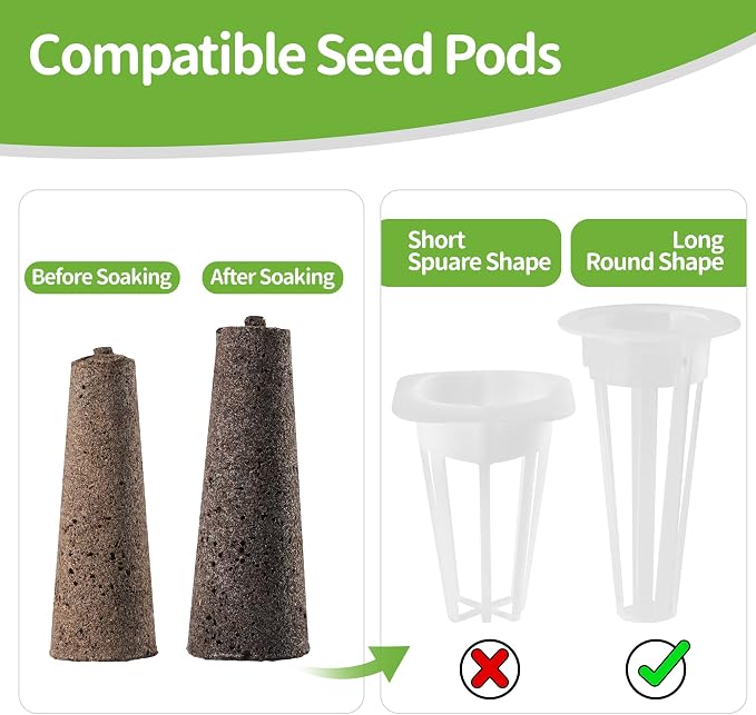 30 Pack Grow Sponges, Replacement Root Growth Sponges Seed Pods Compatible with AeroGarden, Seedling Starter Kit for Hydroponic Indoor Garden System