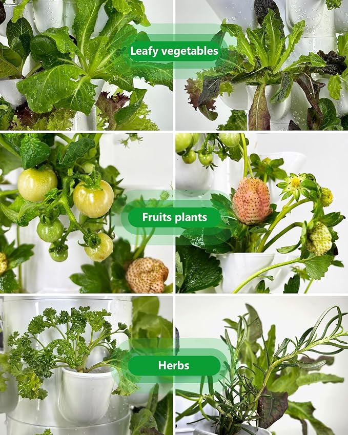 Hydroponic Tower Growing System, 30 Pods Vertical Indoor Garden | 360° Full-Spectrum Lights, Automatic Water Circulation System, Suitable for Leafy Greens and Herbs