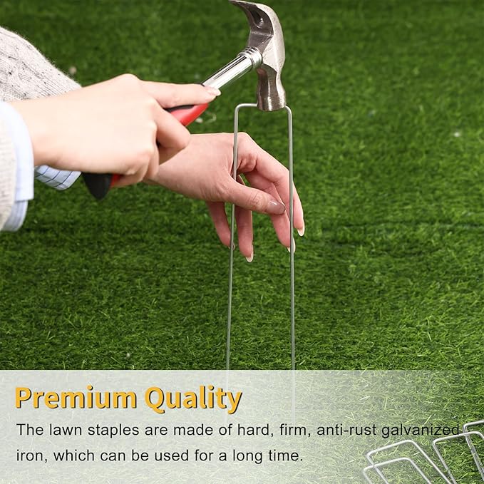 120 Pack 12 Inch Landscape Staples, Garden Stakes 11 Gauge Galvanized Ground Staples Lawn Yard Tent Fence Stakes Landscaping Fabric Pins for Gardening Secure Outdoor Decorations