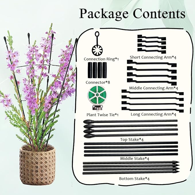Garden Trellis for Climbing Plants, 2 in 1 Plant Trellis Rustproof Metal Pipe with Plastic Coated, 4Ft Plant Support for Potted Plant Outdoor Indoor, Plant Cages & Supports for Vines,1Pack