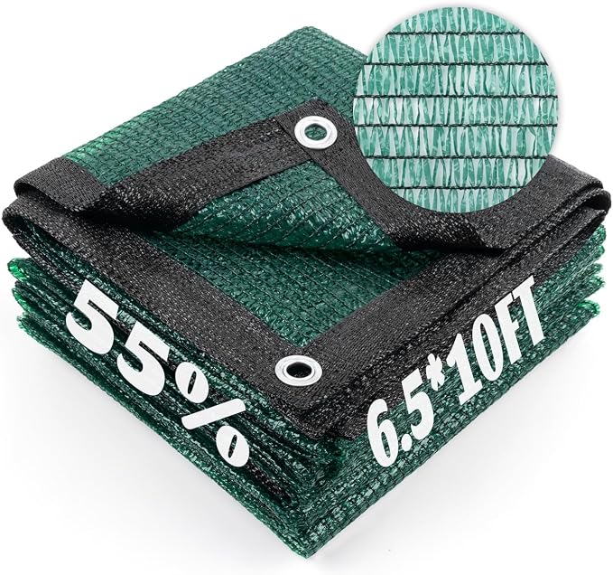 Cool Area 55% Sun Shade Cloth Mesh Tarp with Grommets for Plant Cover 6.5x10ft Patio Canopy Garden Pergola Greenhouse Car Barn Kennel Dark Green