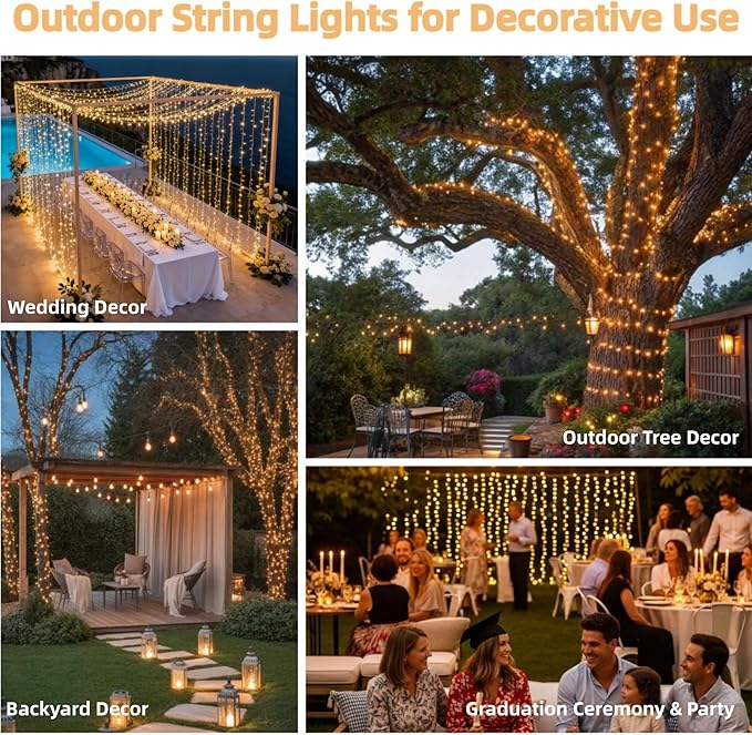 JMEXSUSS 200 LED String Lights Indoor Outdoor Clear Wire, Connectable Warm White Christmas String Lights for Bedroom, 66 Ft Twinkle Fairy Light Plug in for Wedding Home Tree Yard Patio Classroom Decor