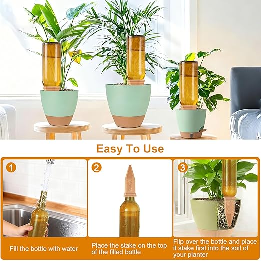 Plant Watering Spikes 12 Pack,Terracotta Plant Watering Spikes Wine Bottle Automatic Plant Waterer for Watering Indoor and Outdoor Plants While on Vacation - Plant Perfect Self-Watering Device