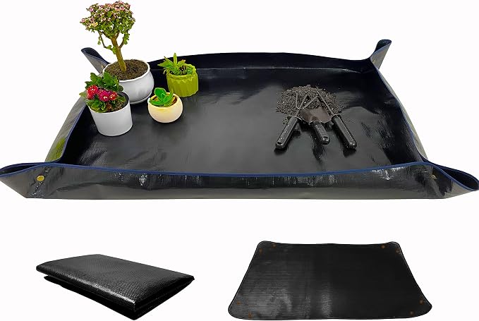 Extra Large 43in*30in Plant Repotting Mat, Waterproof, Foldable, Reusable, Black