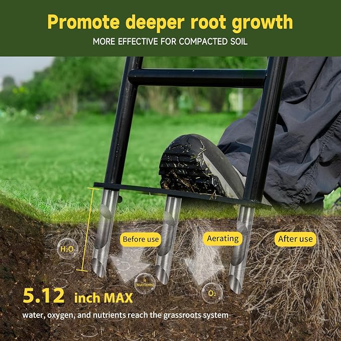 Lawn Aerator Tool, Heavy Duty Core Aerator | Sturdy Yard Aerator, clog free lawn aerator,Ergonomic design does not collide with knees,core lawn aerator 5.12 inches deep