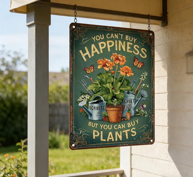 Vintage Garden Metal Sign Funny Gardening Tin Signs Rustic Farmhouse Wildflowers Plants Aluminum Wall art for Home Garden Patio Farm Yard Bar Outdoor Indoor Decor 8x12 Inch