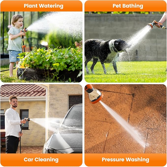 Retractable Garden Hose Reel 1/2” x 100ft, Auto Rewind Hose Reels for Outside, Heavy-Duty Wall-Mounted Outdoor Hose, 10-Mode Nozzle, Adjustable Length, 180° Rotation for Watering, Car Washing