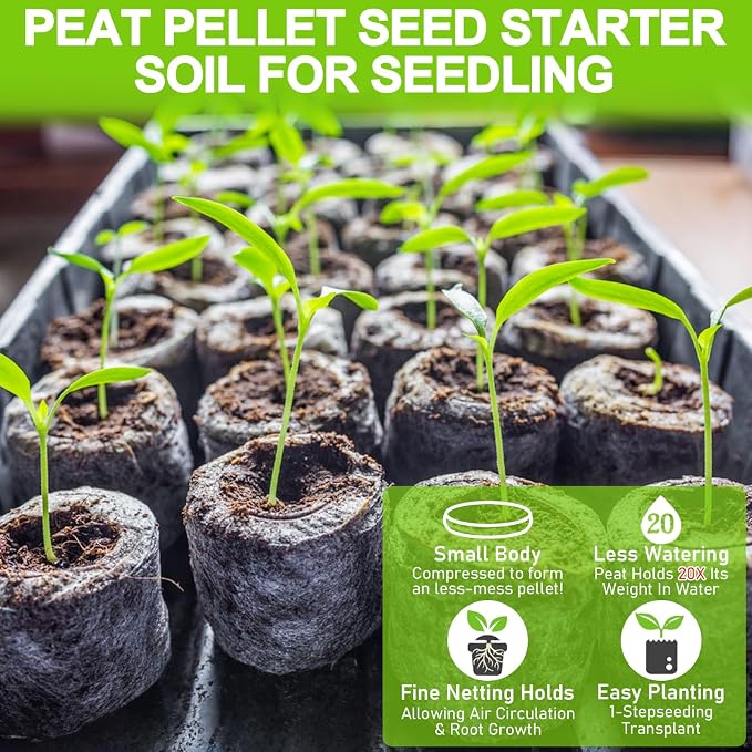 Legigo 200 Pcs 30mm Peat Pellets Seed Starter Soil Pods, Seedling Soil Peat Pods for Seed Starting, Compressed Seed Pod Starter Plugs for Garden Vegetables Plant Cuttings Herbs and Flowers