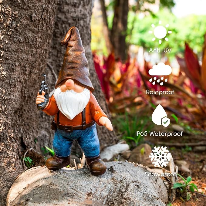 Funny Garden Gnome Statues 7", Armed Gnomes Tactical Guarding Gnomes Figurine with Weapon for Outdoor Yard Home Office Decor - Gifts for Men Dad Women Birthday Christmas