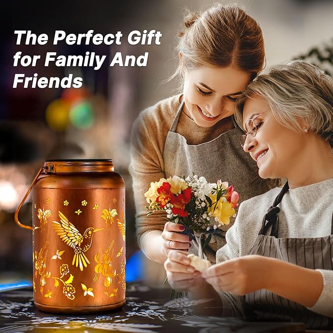 Fathers Day Gift Dad Hummingbird Solar Lanterns Outdoor Waterproof Hanging,Solar Lights Metal Summer Decor Garden,Patio,Yard,Lawn,Backyard,Front,Porch Gifts Women Mom Grandma Men