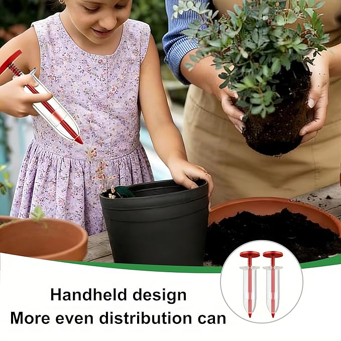 Mini Seed Spreader, 2026 Upgraded Seed Sower Tool Manual Seedlings Dibber and Widger Set, Mini Seed Dispenser for Tiny Seeds (1 Set Red)