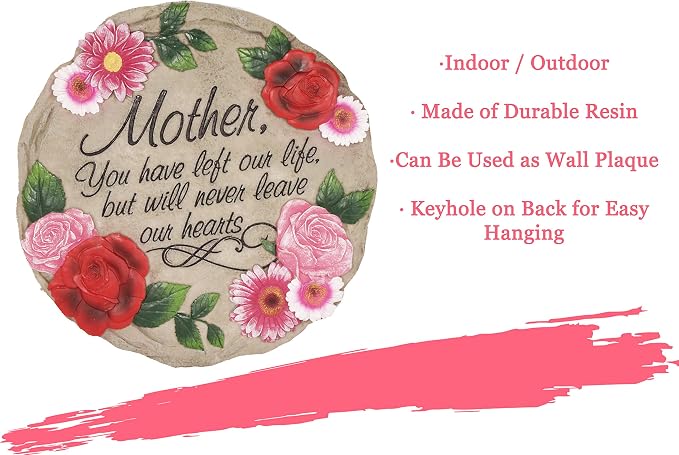 Spoontiques - Garden Decor - Mother Left Our Life but Never Hearts - Decorative Stone for Garden