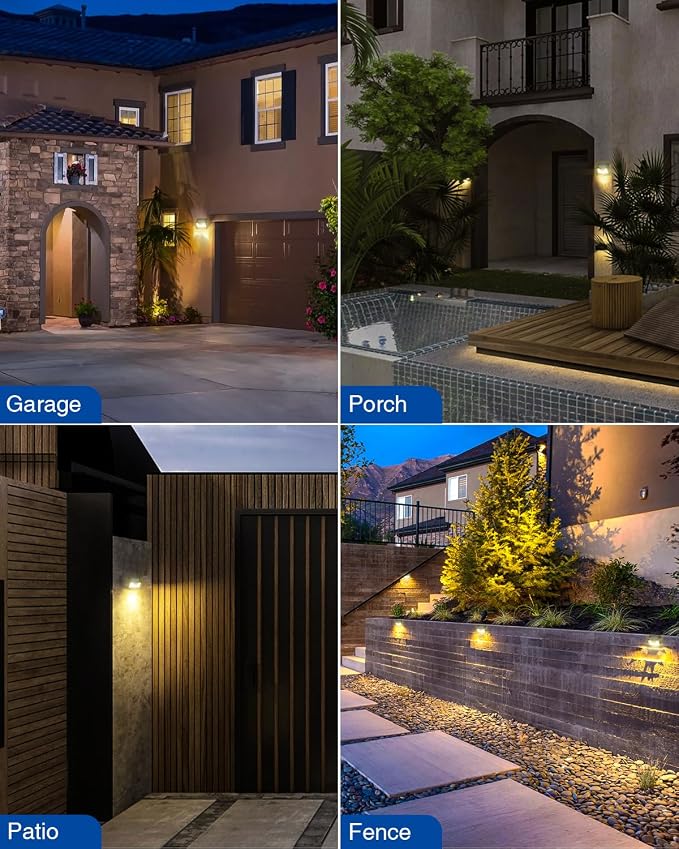 Peasur Solar Lights Outdoor Waterproof 16 Pack, Warm White 140LED Motion Sensor Lights Dusk to Dawn, 3 Modes Solar Fence Security Lighting for Wall Garden Yard Stair Outside