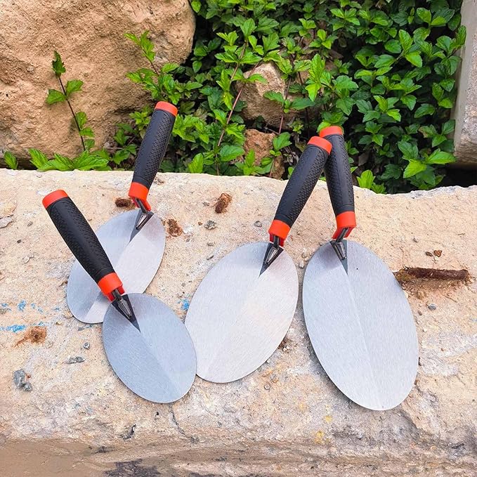 4 Pack Bricklaying Margin Trowel Set, 6” 7” 8” & 9” Carbon Steel Gauging Trowel, Masonry Trowel Hand Tool Kit for Brickwork, Concrete, Cement, Plaster, Tile Construction Projects