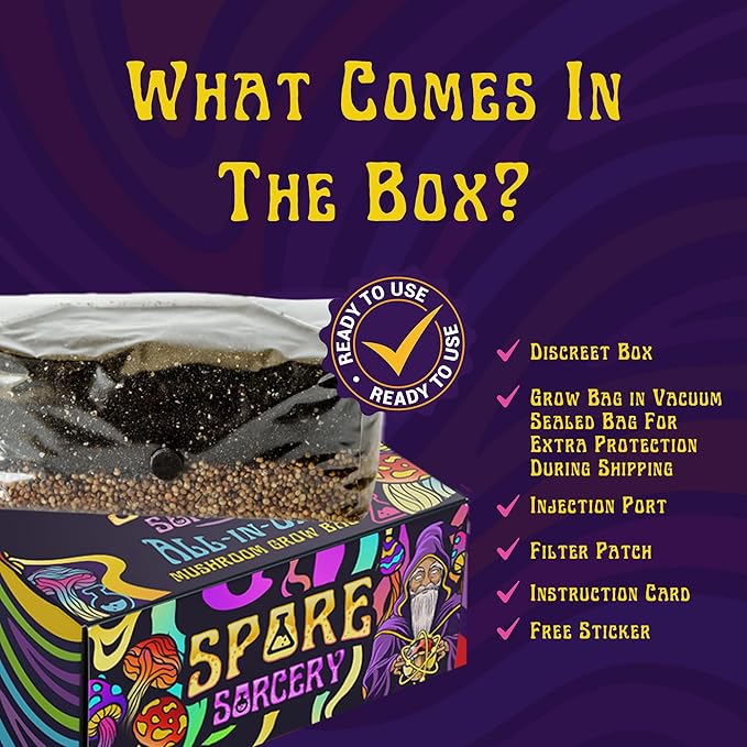 SPORE SORCERY 2 LB All-in-One Grow Bag: Up to 16oz of Mushrooms! Nutrient-Enhanced, Injection Port, Just Add Your Own Spores & Grow Like Magic