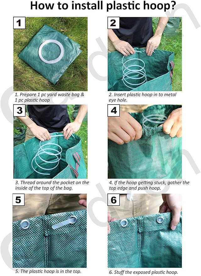 Gardzen 3-Pack 80 Gallon Garden Bag - Reuseable Heavy Duty Gardening Bags, Lawn Pool Garden Leaf Waste Bag