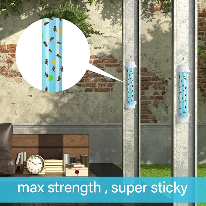 Qualirey 12 Pcs Sticky Fly Trap Fly Stick with Hanging Hook Adhesive Flying Catcher for Indoor Outdoor Trap Houseflies and Flying Insects Mosquito Bee Wasp Moth (Classic Style)