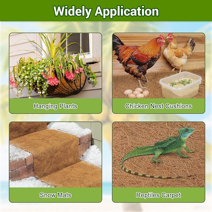 Coco Liner Roll 24x80 Inch, Natural Coconut Liners for Planter Flower Basket, Thick Coco Fiber Mat for Hanging Basket, Garden Decoration, Animal Pet Pads, Reptile Carpet