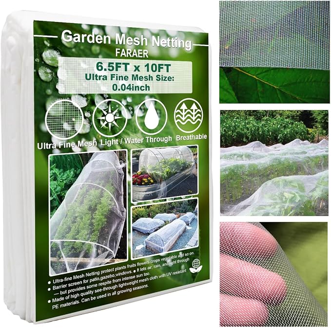 Garden Netting, Plant Covers 6.5x10Ft Net Ultra Fine Mesh Protection Netting for Raised Bed Vegetable Plants Fruits Flowers Crops Greenhouse Row Cover Barrier Screen Mesh Net Cover (6.5x10ft)