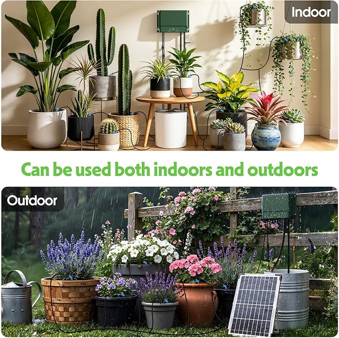 Solar Irrigation System 10W for Automatic Plants Watering, Summer Garden Drip Irrigation Kit for Solar Garden Drip Irrigation System,Supported Irrigation System Kit for Plant Bed,Green House