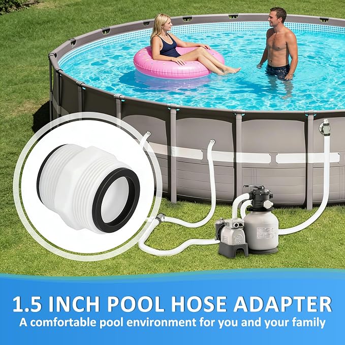 1.5" Pool Pump Hose for Intex Sand Filter Pumps & Saltwater Systems 29060E Pool Filter Hose for Intex & Coleman Above Ground Pools Parts 59" Long replacement hoses with 4 Washers, 2 Pack (4)