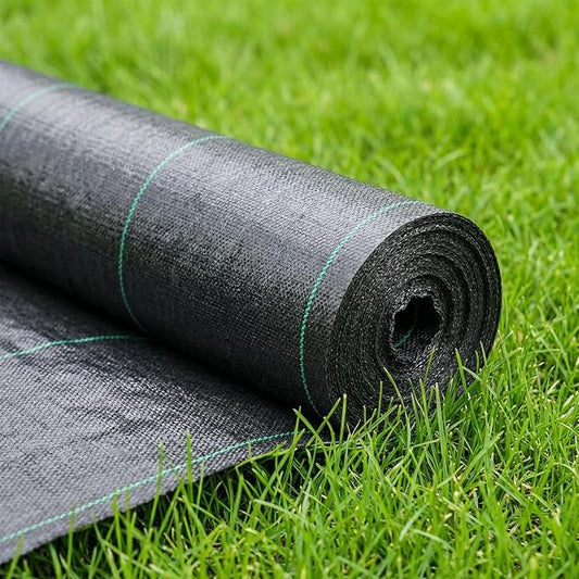 HOOPLE 4 ft x 100 ft Weed Barrier Landscape Fabric, 3.2 oz Heavy Duty Woven Geotextile Ground Cover, Water Permeable Garden Fabric for Gravel, Mulch & Driveway Base