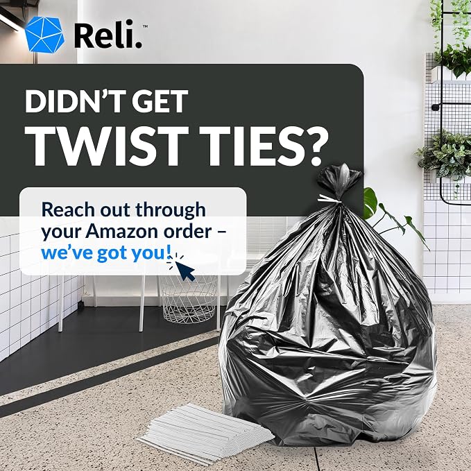 Reli. 40 to 45 Gallon Trash Bags Heavy Duty | 250 Trash Bags with Ties | Super Sizeable, Black, Serious Garbage Cleanup