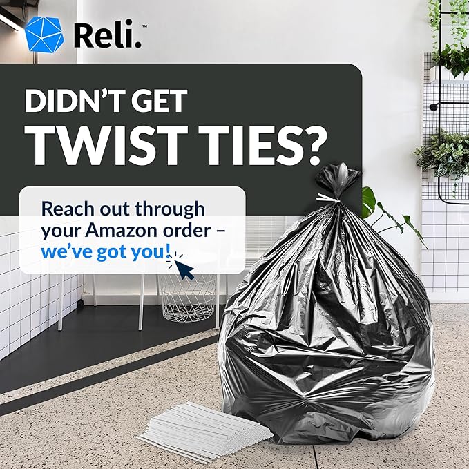 Reli. 55-60 Gallon Trash Bags Heavy Duty | 150 Trash Bags with Ties | Super Sizeable, Black, Serious Garbage Cleanup