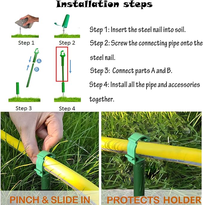 6PC 1'' Hose Guides for Garden Decorative，Water Hose Hoder to Keep Hose Off Grass，Outdoor Post Garden Hose Support Water Sprinkler Hose Stand Butler Gardening Supplies for Garden Lawn Yard (Set D)