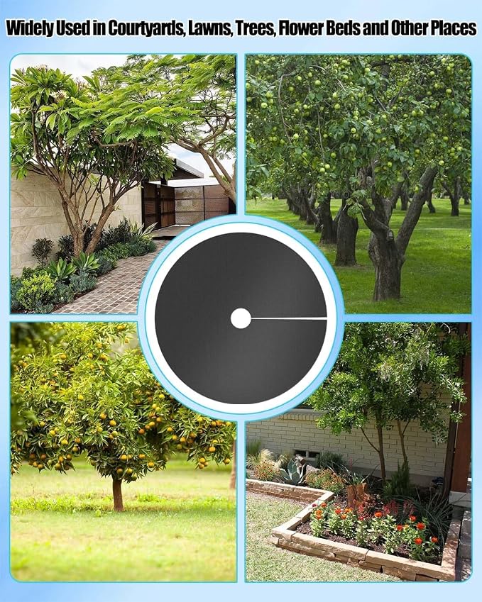 8PCS 32.2In Weed Barrier Mats, Non-Woven Tree Mulch Ring Thickened Reusable Tree Protector Mat for Landscape Weed Control Plant Root Protection, Landscaping Plant Cover
