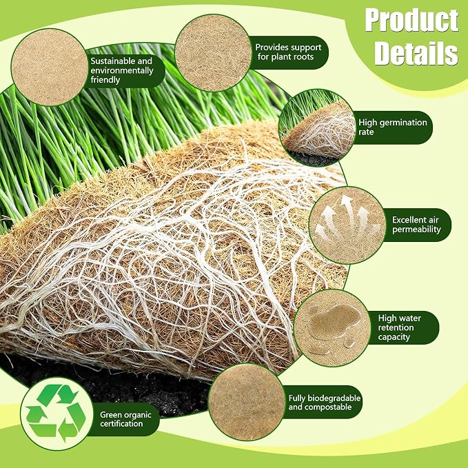 10" x 197" Microgreen Grow Mat, Hydroponic Grow Pads Natural Fiber Grow Mats, Microgreens Growing Kit, Indoor Organic Production for Wheatgrass Sprouts Starter Tray
