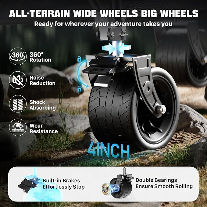 48" XL Collapsible Wagon Cart, 400L Heavy Duty Folding Wagon with All-Terrain Wheels, 560 lbs Capacity Utility Wagon for Camping, Garden, Sports, Beach and Shopping