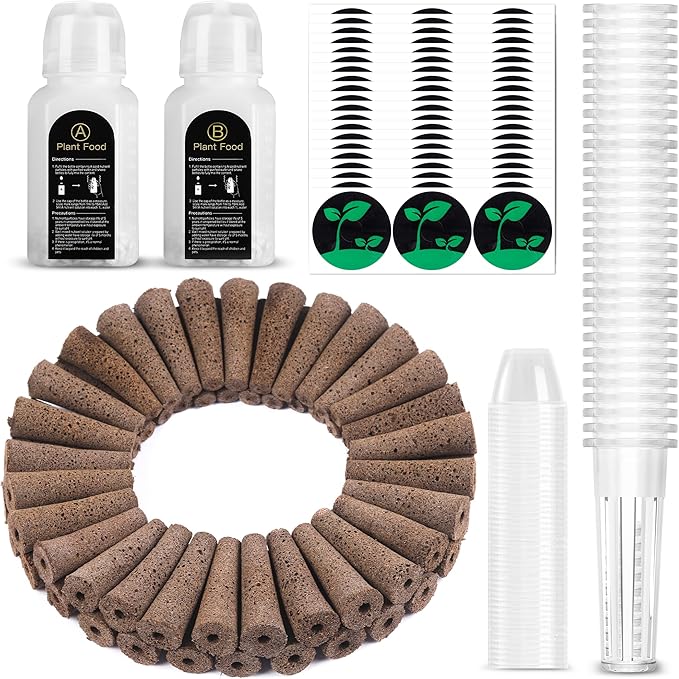 Growell Seed Pod Kit for Aerogarden, 182 Pcs Grow Anything Kit for Hydroponics Growing System, Hydroponics Supplies with 60 Grow Sponges, 30 Grow Baskets, Plant Food A&B, 30 Grow Domes, 60 Pod Labels