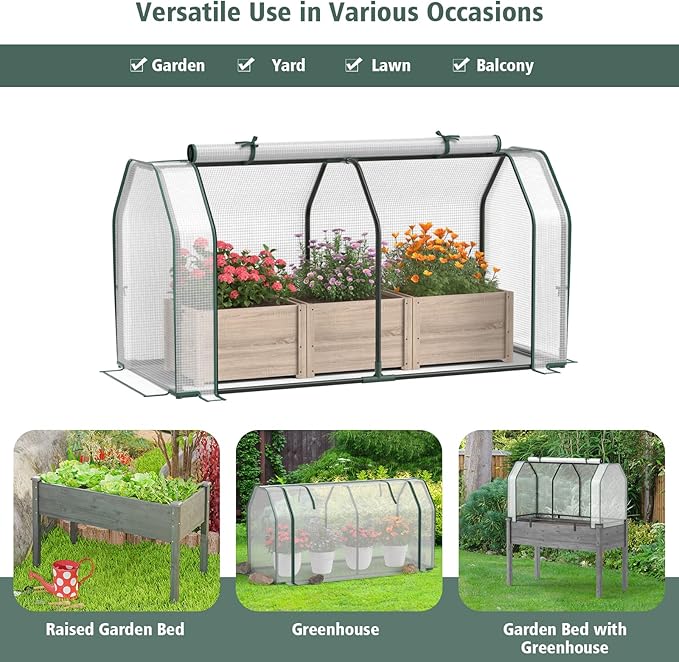 Giantex Mini Portable Greenhouse - for Raised Garden Bed, 47''x21.5''x24'' Outdoor Greenhouses with PE Cover, Roll-Up Zipper Door, Waterproof Plant Shelter for Garden Patio Lawn Vegetables & Flowers