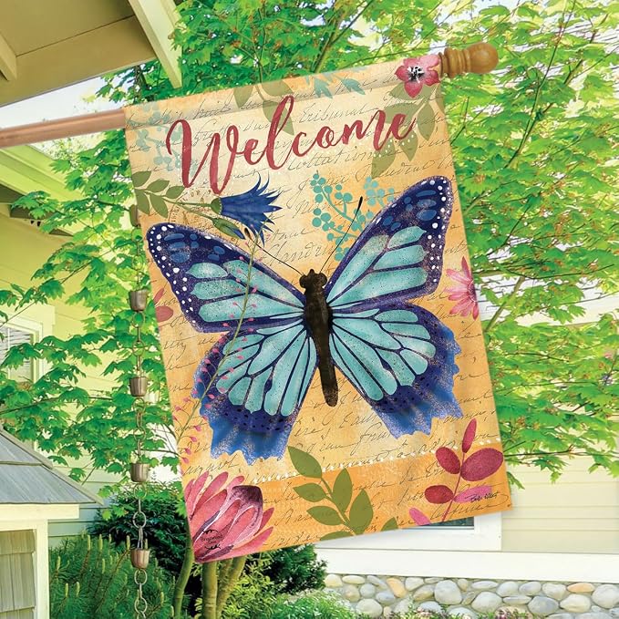 Beautiful Butterfly Spring House Flag 40" x 28" Briarwood Lane