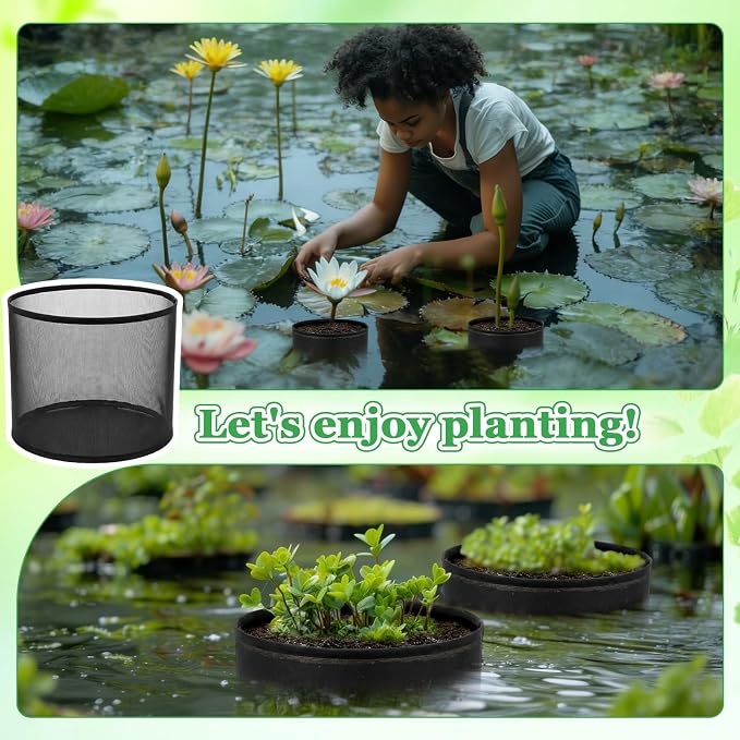 4 Pcs Large Aquatic Pond Planting Bags 10 x 12 Inch Reusable Fabric Pond Plant Pots 5 Gallon Breathable Aquatic Plant Basket Grow Bags for Bog Plants Water Lily Lotus Garden