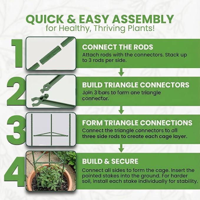K-Brands Tomato Cage – Premium Tomato Plant Stakes Support Cages Trellis for Garden and Pots (Upto 68 Inches Tall)