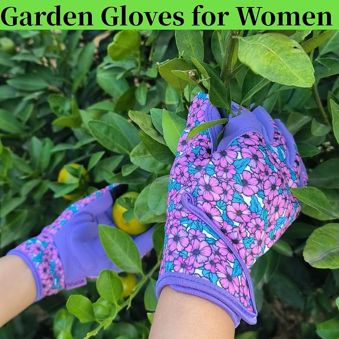 Gardening Gloves,Women Yard Work Garden Glove,Gifts | Thorn Proof,Puncture Resistant,Touchscreen,Gift,Leather,Spandex