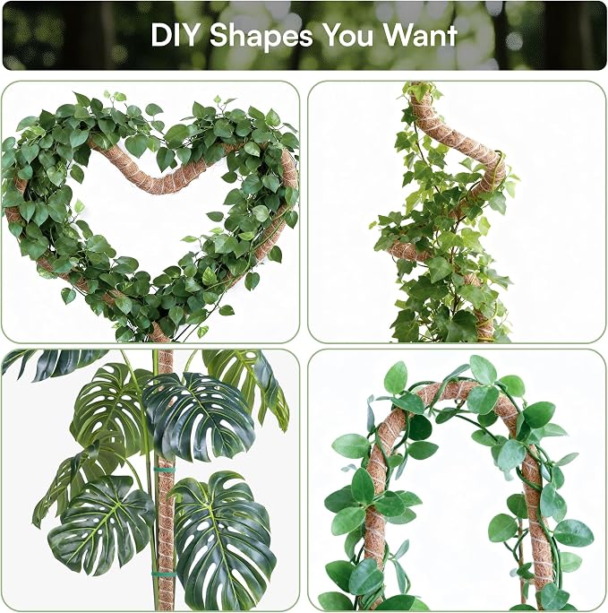 2 Pack 28'' Bendable Moss Pole Monstera Plant Support for Indoor Climbing Plants, Tall Plant Stick Support Stake for Potted Plants, Pothos, Philodendron