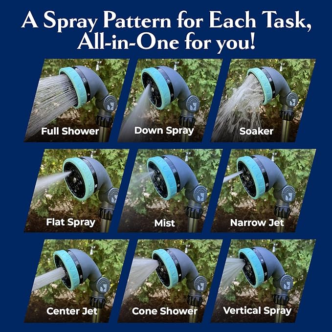 9-Pattern 36-inch Watering Wand 600004, 270° Pivot Head, Heavy-Duty Hose End Sprayer w/Lever Control for Fruit Trees, Yard Work, & Car Cleaning, Fits Outdoor Garden Hoses, by New England Garden Tools
