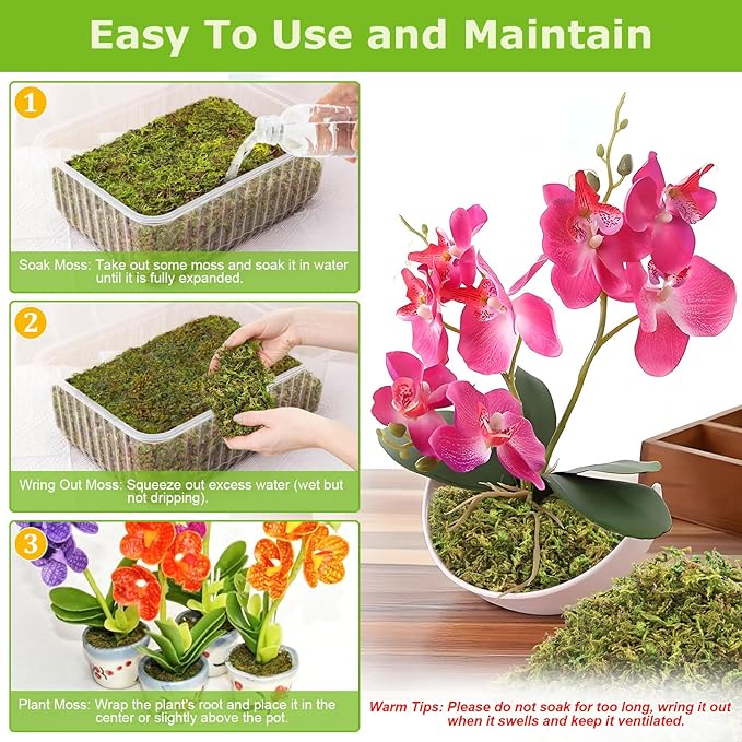Legigo 1.3LBS Sphagnum Moss for Plants, 25QT Natural Orchid Moss Potting Mix Dried, Green Forest Plant Moss for Orchid Repotting Carnivorous Succulents Indoor Potted Plants Gardening and Reptiles