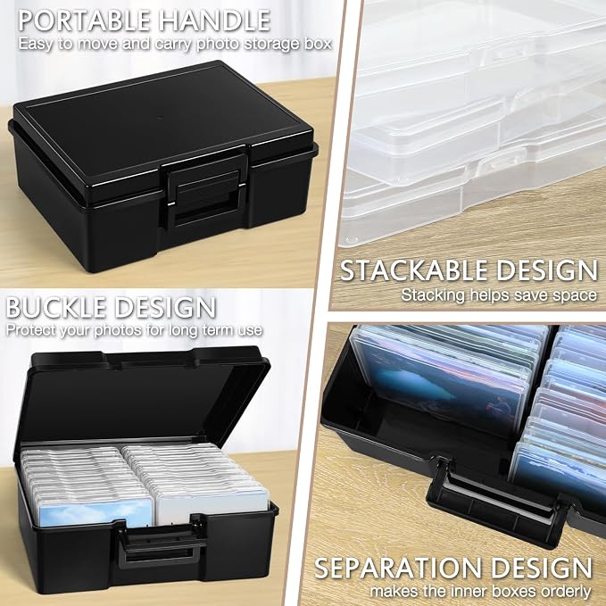 Photo Storage Box 5 x 7 Inches, 18 Inner Extra Large Photo Organizer With Dividers, Acid-Free Photo Storage Containers, Craft Storage Box for Protect Photos, Crafts, Stamps etc