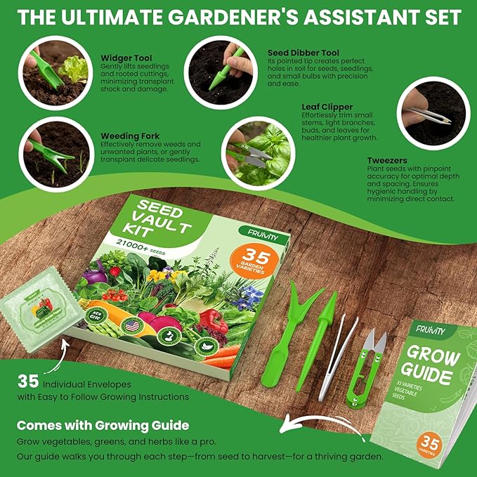 35 Heirloom Seeds Variety Pack - 21000+ Seeds for Planting Vegetables and Fruits, Home Garden Seeds for Hydroponic, Indoor and Outdoor, Unique Garden Starter Set Gift for Mother, Women...