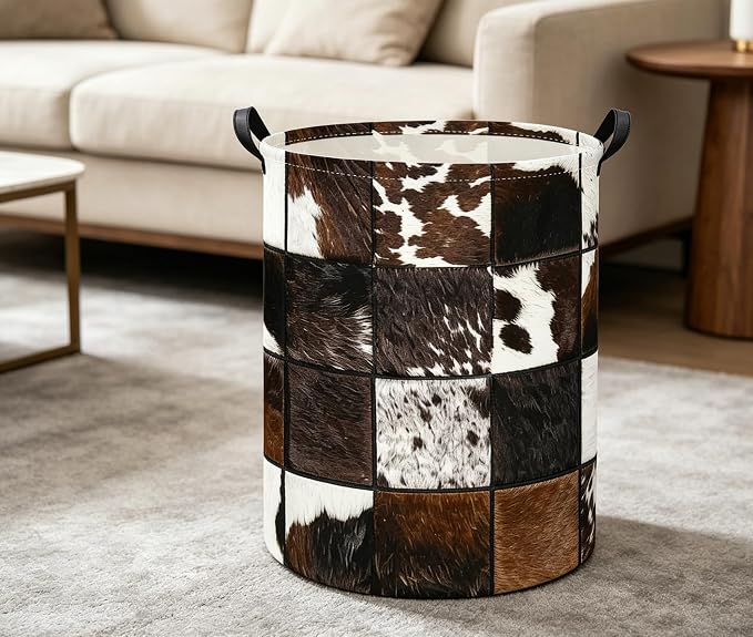 Baby Laundry Basket Kids Hamper Toy Storage Bin for Boys Room Decor Baby Nursery Hamper Gift Baskets for Bedroom Bathroom(Cows Print)